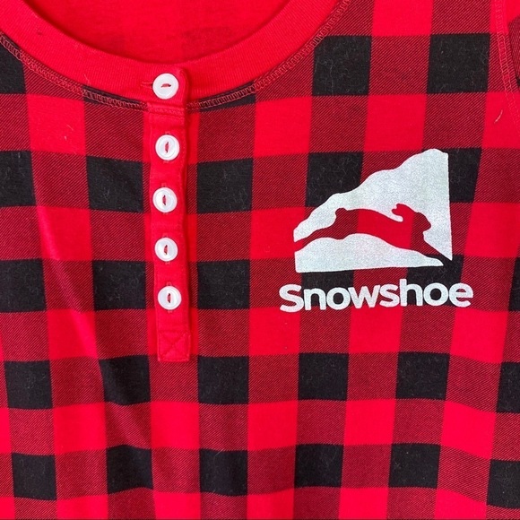 Little Blue House Snowshoe Pajama Dress Red XS - Picture 5 of 8